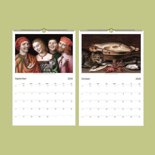 Whimsical Cat Art Calendar - Renaissance & Victorian Style, Monthly Planner