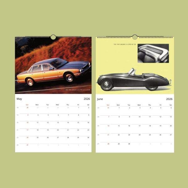 Jaguar Classic Sports Car Wall Calendar - Vintage Models, Semi-Glossy Paper