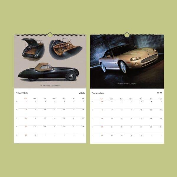 Jaguar Classic Sports Car Wall Calendar - Vintage Models, Semi-Glossy Paper