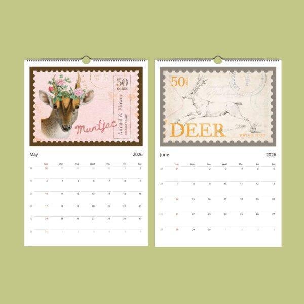 Vintage Postage Stamp Wall Calendar: Artistic Home Decor