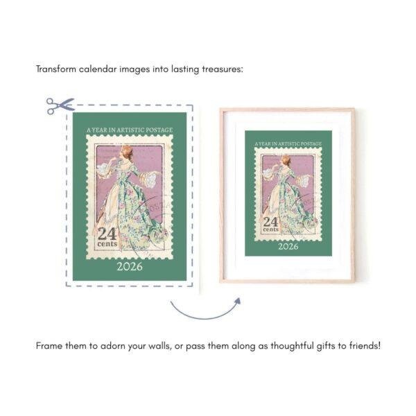 Vintage Postage Stamp Wall Calendar: Artistic Home Decor