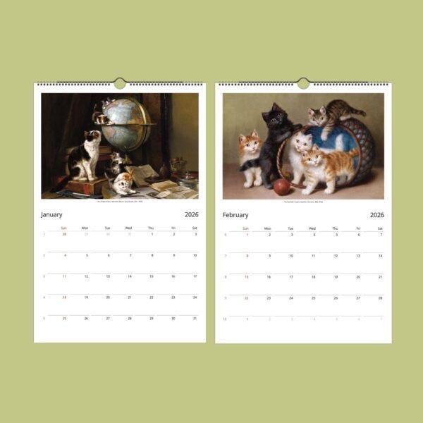 Whimsical Cat Art Calendar - Renaissance & Victorian Style, Monthly Planner