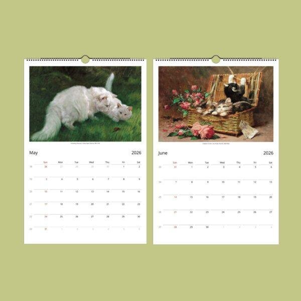 Whimsical Cat Art Calendar - Renaissance & Victorian Style, Monthly Planner