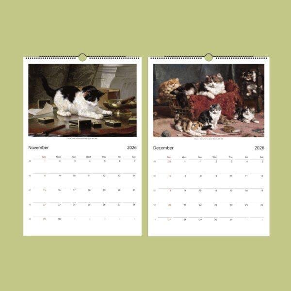 Whimsical Cat Art Calendar - Renaissance & Victorian Style, Monthly Planner