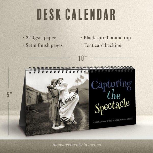 Circus Memorabilia Desktop Calendar – Showtime Nostalgia, Fine Paper Stock, Top Spiral Bound