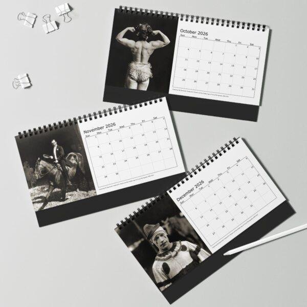 Circus Memorabilia Desktop Calendar – Showtime Nostalgia, Fine Paper Stock, Top Spiral Bound