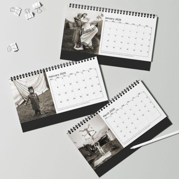 Circus Memorabilia Desktop Calendar – Showtime Nostalgia, Fine Paper Stock, Top Spiral Bound