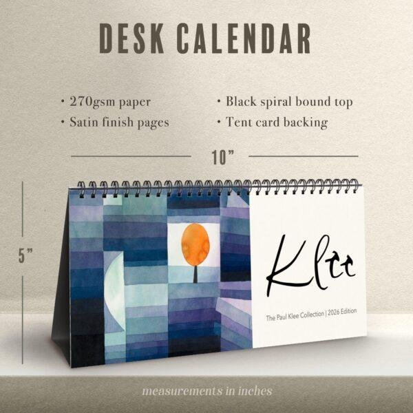 Paul Klee Art Desk Calendar – Cubism Artwork, Expressionism, Fine Paper Stock, Top Spiral Bound