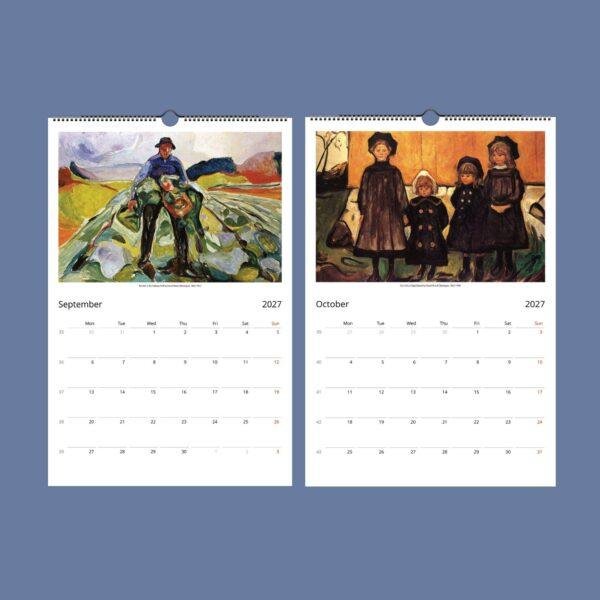 Edvard Munch Wall Calendar – Norwegian Art, The Scream Painting, Semi-Glossy Paper