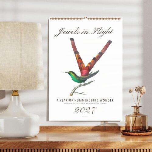 Jewels in Flight Wall Calendar – French Artist, Hummingbird Gift, Semi-Glossy Paper