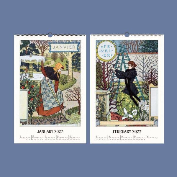 Eugène Grasset Art Nouveau Calendar - Belle Époque, Floral Ornament, Semi-Glossy Paper