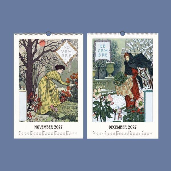 Eugène Grasset Art Nouveau Calendar - Belle Époque, Floral Ornament, Semi-Glossy Paper