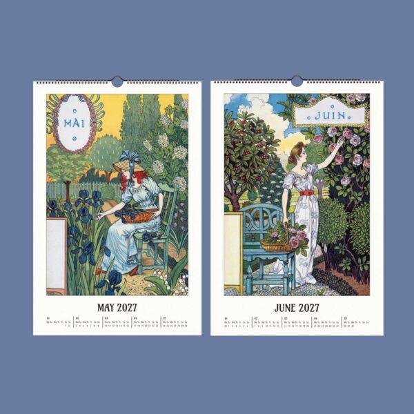 Eugène Grasset Art Nouveau Calendar - Belle Époque, Floral Ornament, Semi-Glossy Paper
