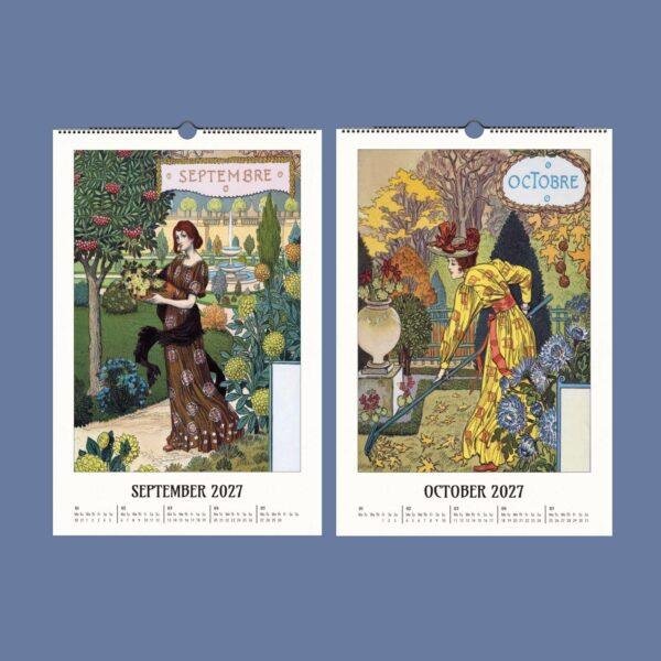 Eugène Grasset Art Nouveau Calendar - Belle Époque, Floral Ornament, Semi-Glossy Paper