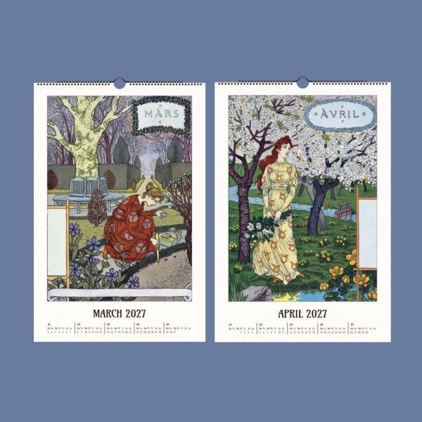 Eugène Grasset Art Nouveau Calendar - Belle Époque, Floral Ornament, Semi-Glossy Paper
