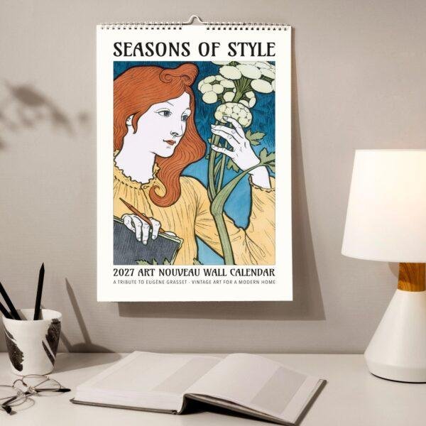 Eugène Grasset Art Nouveau Calendar - Belle Époque, Floral Ornament, Semi-Glossy Paper