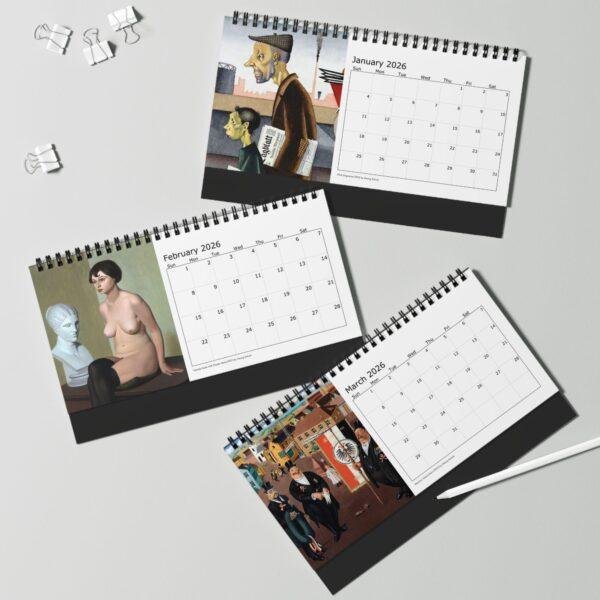 Georg Scholz Desk Calendar - New Objectivity Art, Fine Paper Stock, Top Spiral Bound
