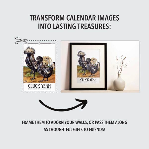 Chicken Wall Calendar – Vintage Rooster Art, Farmhouse Decor, Semi-Glossy Paper