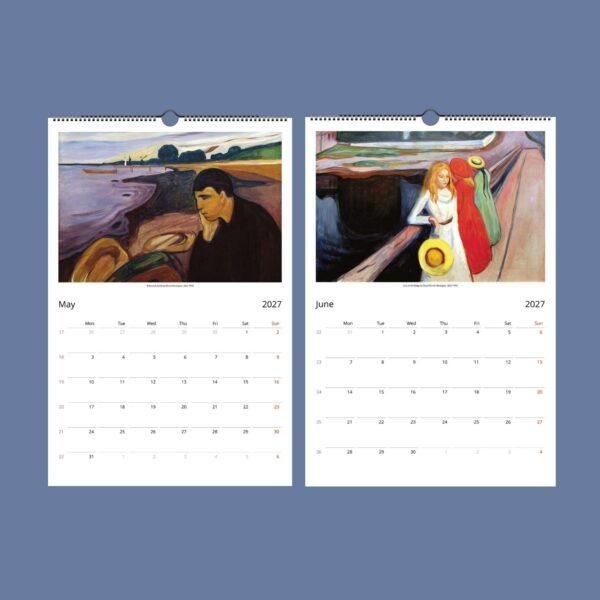 Edvard Munch Wall Calendar – Norwegian Art, The Scream Painting, Semi-Glossy Paper