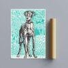 Greyhound Woodcut Print by Moriz Jung - Austrian Art, Dog Lover Gift, Matte Paper Poster