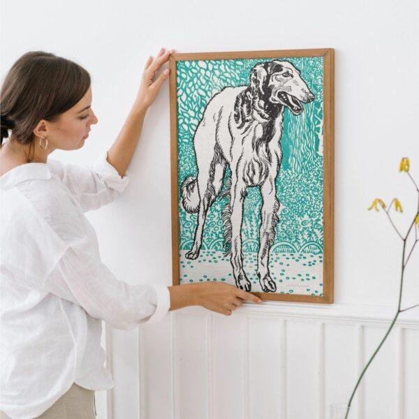 Greyhound Woodcut Print by Moriz Jung - Austrian Art, Dog Lover Gift, Matte Paper Poster