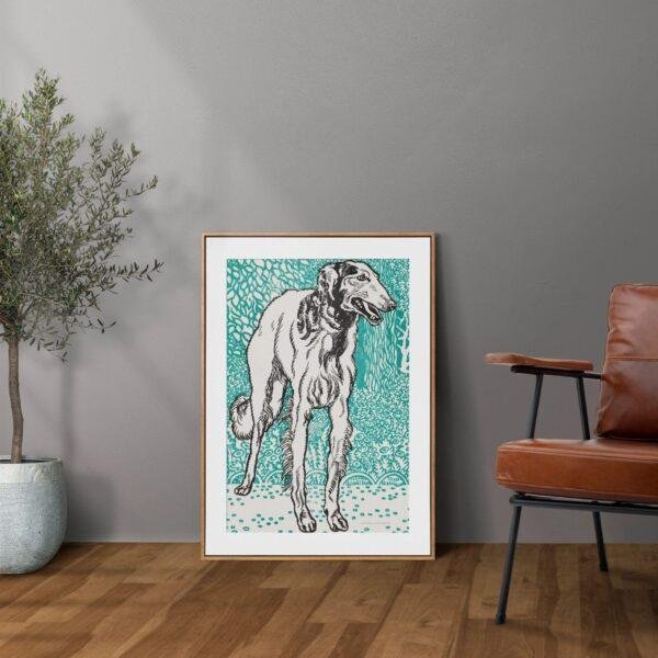 Greyhound Woodcut Print by Moriz Jung - Austrian Art, Dog Lover Gift, Matte Paper Poster
