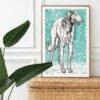 Greyhound Woodcut Print by Moriz Jung - Austrian Art, Dog Lover Gift, Matte Paper Poster