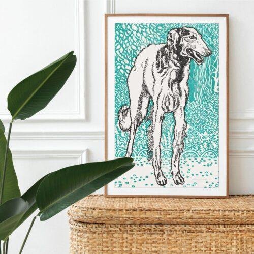 Greyhound Woodcut Print by Moriz Jung - Austrian Art, Dog Lover Gift, Matte Paper Poster