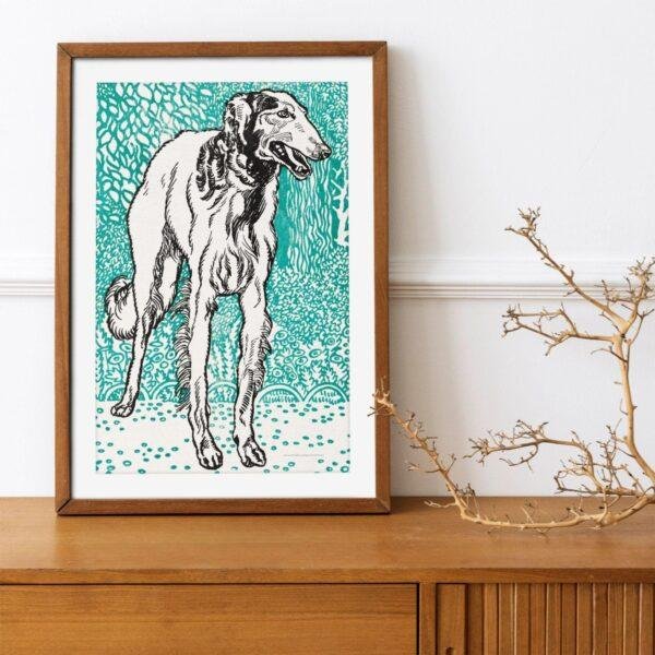 Greyhound Woodcut Print by Moriz Jung - Austrian Art, Dog Lover Gift, Matte Paper Poster