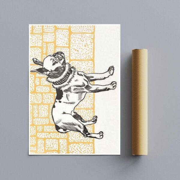 Pitbull Terrier Woodcut Print by Moriz Jung - Austrian Art, Dog Lover Gift, Matte Paper Poster