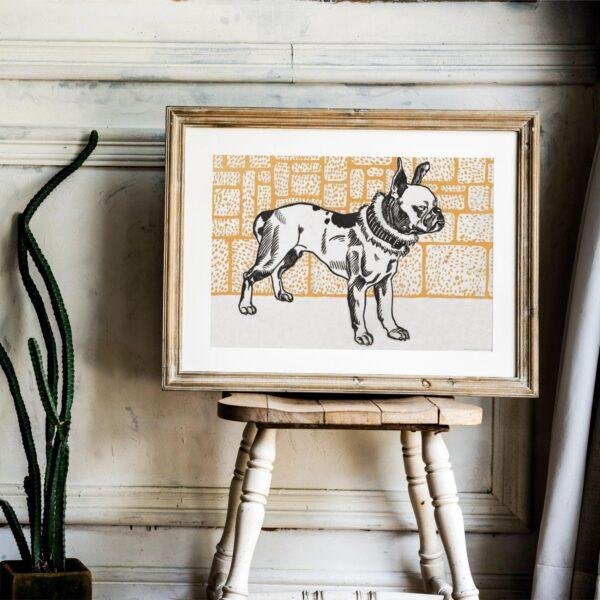 Pitbull Terrier Woodcut Print by Moriz Jung - Austrian Art, Dog Lover Gift, Matte Paper Poster