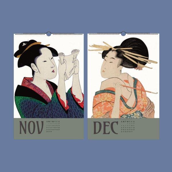 Kitagawa Utamaro Wall Calendar - Japanese Artist, Ukiyo e Art, Semi-Glossy Paper