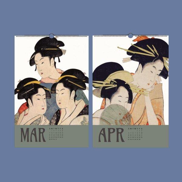 Kitagawa Utamaro Wall Calendar - Japanese Artist, Ukiyo e Art, Semi-Glossy Paper