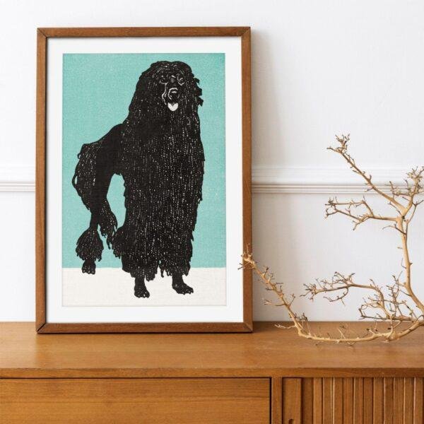 Poodle Woodcut Print by Moriz Jung - Austrian Art, Dog Lover Gift, Matte Paper Poster