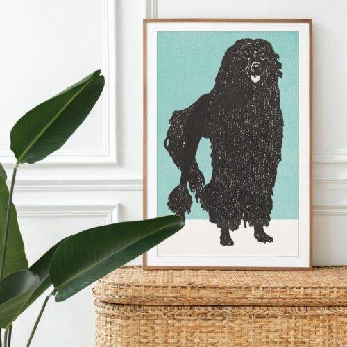 Poodle Woodcut Print by Moriz Jung - Austrian Art, Dog Lover Gift, Matte Paper Poster