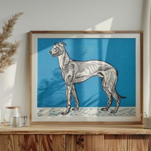 Greyhound Woodcut Print by Moriz Jung - Austrian Art, Dog Lover Gift, Matte Paper Poster