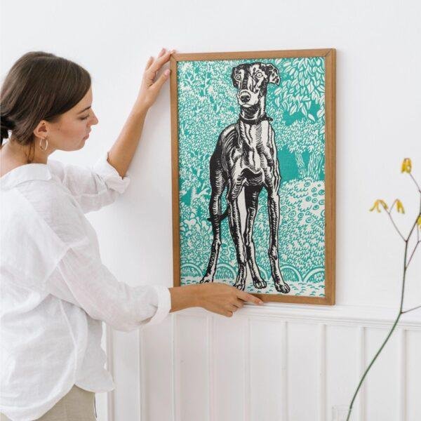 Greyhound Woodcut Print by Moriz Jung - Austrian Art, Dog Lover Gift, Matte Paper Poster