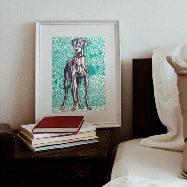 Greyhound Woodcut Print by Moriz Jung - Austrian Art, Dog Lover Gift, Matte Paper Poster
