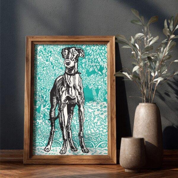 Greyhound Woodcut Print by Moriz Jung - Austrian Art, Dog Lover Gift, Matte Paper Poster