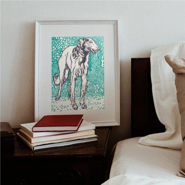 Greyhound Woodcut Print by Moriz Jung - Austrian Art, Dog Lover Gift, Matte Paper Poster