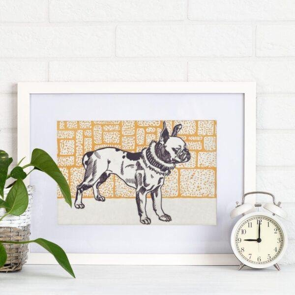Pitbull Terrier Woodcut Print by Moriz Jung - Austrian Art, Dog Lover Gift, Matte Paper Poster