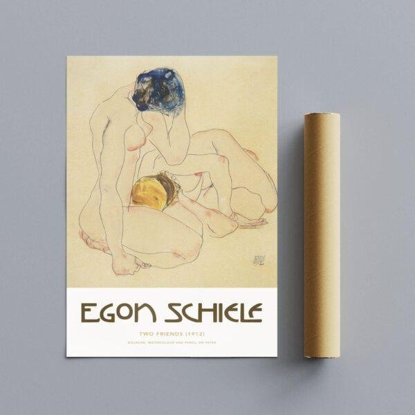 Egon Schiele - Two Friends, Expressionist Masterpiece, Smooth Matte Art Print