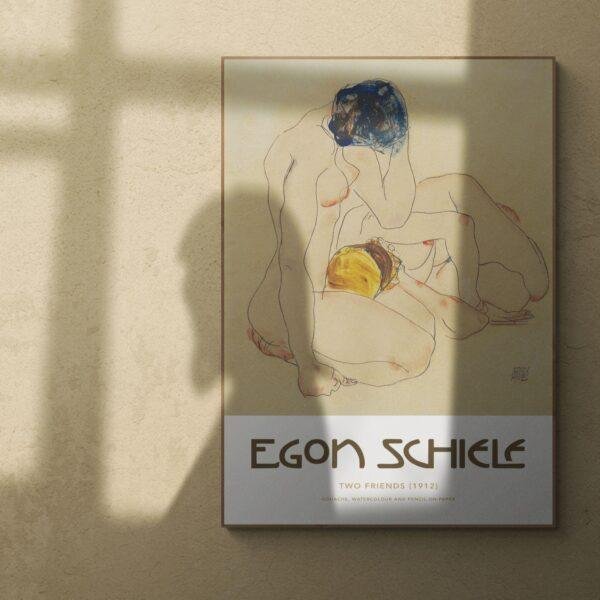 Egon Schiele - Two Friends, Expressionist Masterpiece, Smooth Matte Art Print