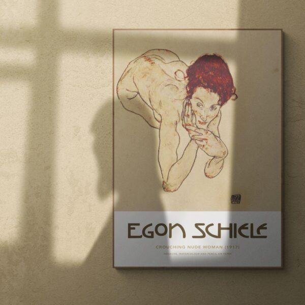 Egon Schiele - Crouching Nude Woman, Expressionist Masterpiece, Smooth Matte Art Print