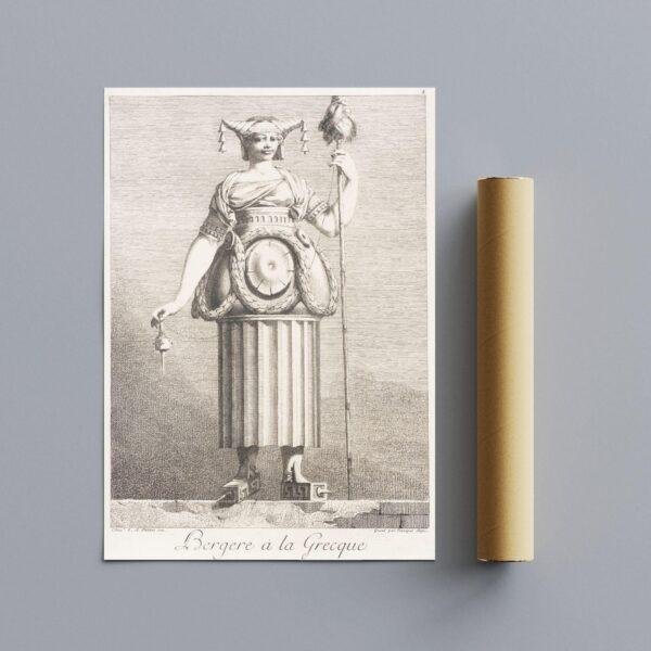 Greek Mythology Art Print – Masquerade Shepherdess Poster, Ancient Sculpture, Goddess, Light Academia Decor