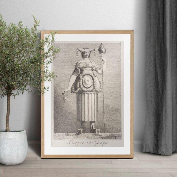 Greek Mythology Art Print – Masquerade Shepherdess Poster, Ancient Sculpture, Goddess, Light Academia Decor