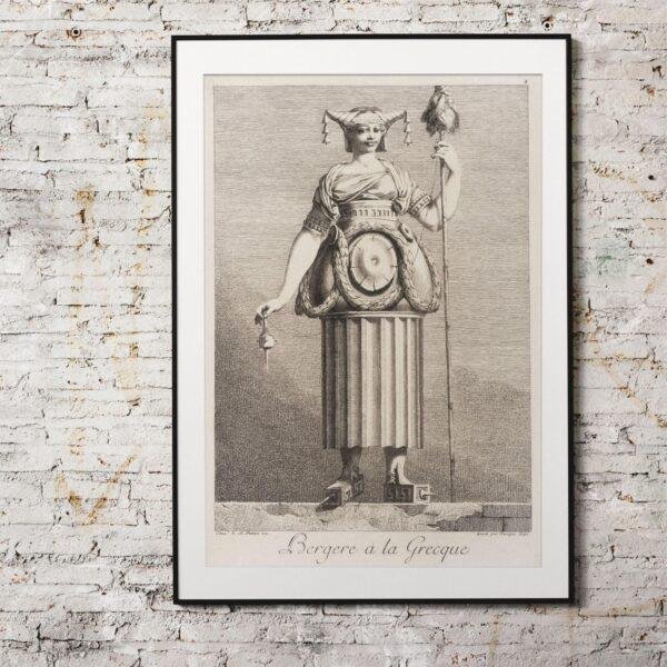 Greek Mythology Art Print – Masquerade Shepherdess Poster, Ancient Sculpture, Goddess, Light Academia Decor