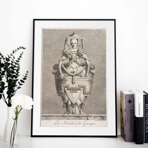Greek Mythology Art Print – Masquerade Bride Poster, Ancient Sculpture, Goddess, Light Academia Decor