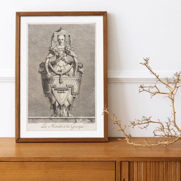 Greek Mythology Art Print – Masquerade Bride Poster, Ancient Sculpture, Goddess, Light Academia Decor
