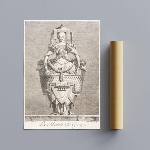 Greek Mythology Art Print – Masquerade Bride Poster, Ancient Sculpture, Goddess, Light Academia Decor